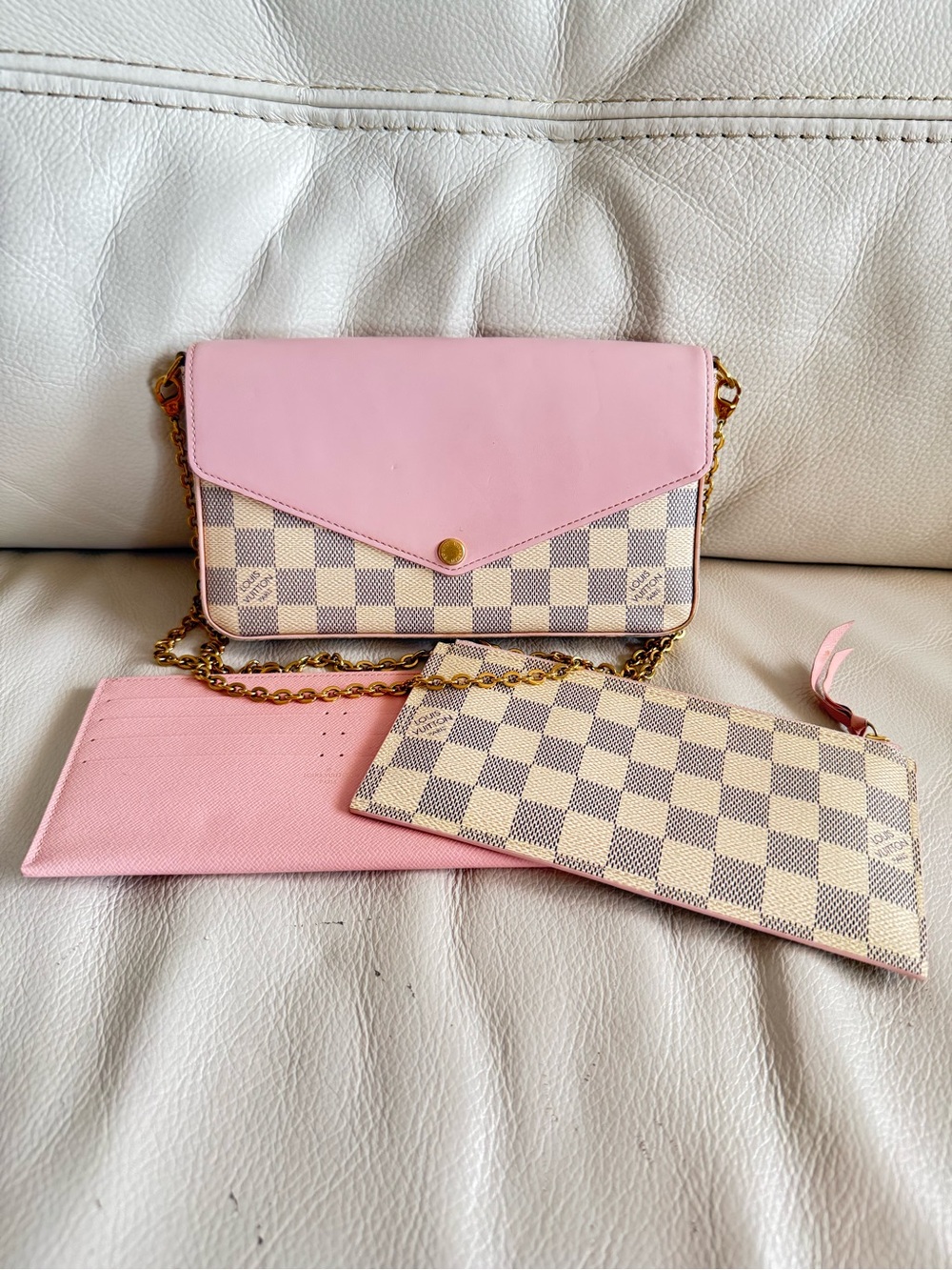 Louis Vuitton Felice Pink Damier Chain Crossbody
